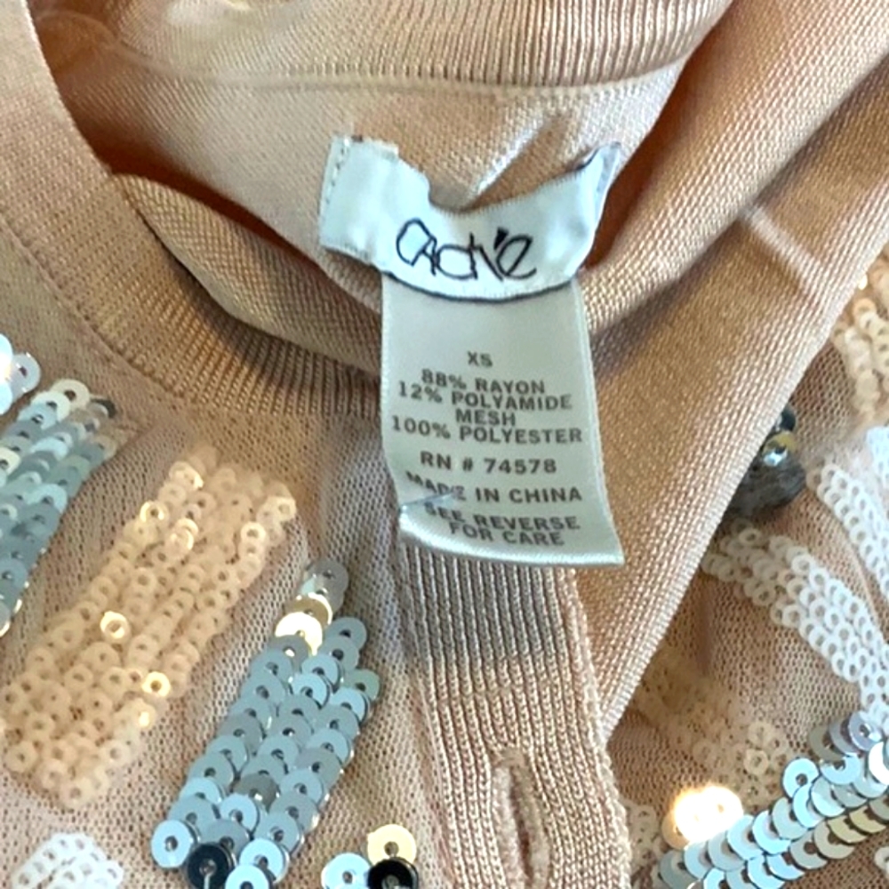 Cache- Cardigan- Xs- Bone With Bone And Silver Se… - image 7